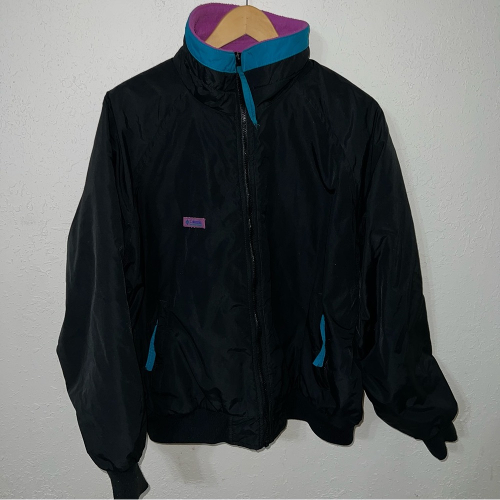 Columbia Black Jacket with Blue and Purple Accents